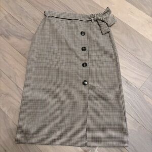 Topshop Elegant Brown Checkered Skirt with Button Detail S